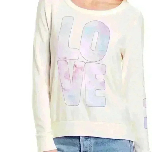 Women's Cream Sweater with Pastel Print - Picture 1 of 5